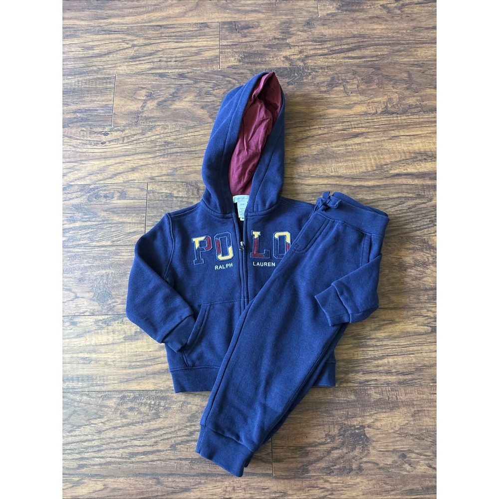 Polo Ralph Lauren Full-Zip Hoodie and Pant Set – Size 24M Blue